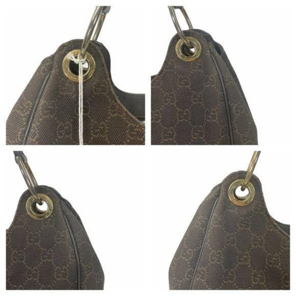 Authentic Gucci Shoulder Bag Brown Canvas Used GG Vintage Handbag - Picture 7 of 13